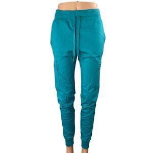 Jaanuu Ultrasoft Women's Blue Cargo Nurse Jogger Medical Scrub Pants Size S